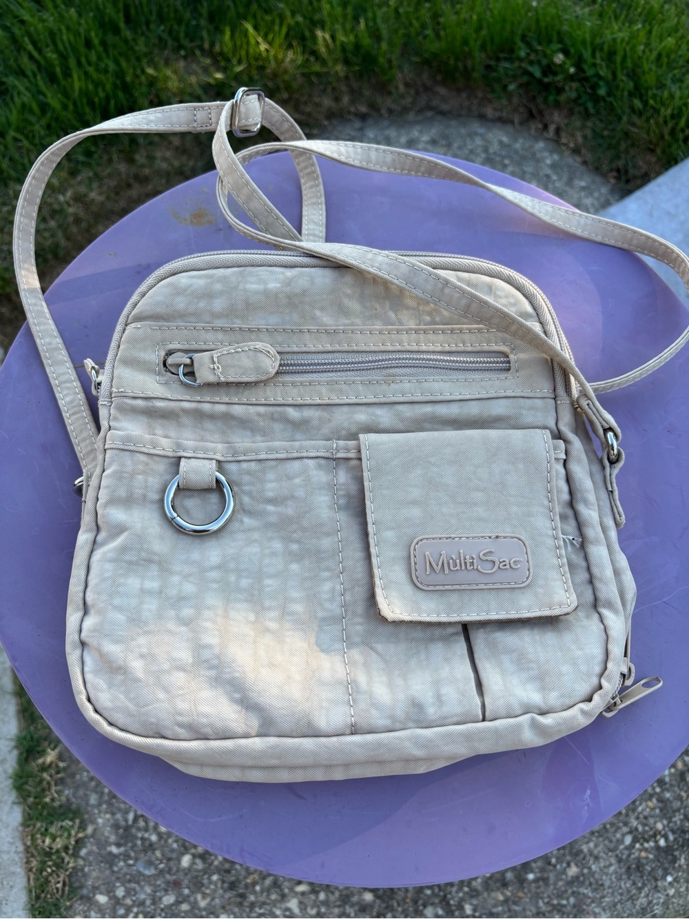 MultiSac Cream Crossbody Bag with Front Flap Pocket
